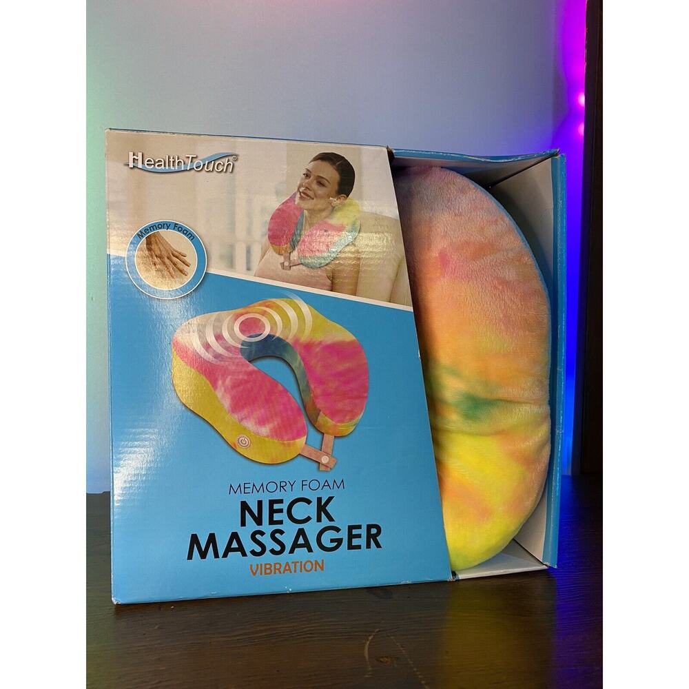 Health Touch Memory Foam Neck Massager Vibration Travel Pillow